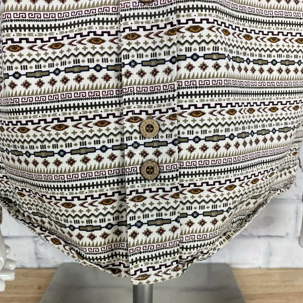 Staple Shirt Men's Medium Long‎ Sleeve Button Up Aztec Chest Pocket